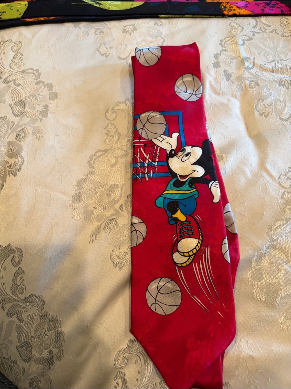 Disney Red Mickey Mouse Basketball Tie